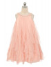 Beaded Neck Chiffon Ruffle Knee Length Flower Girl Dress